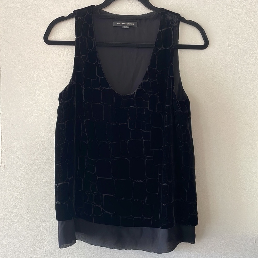 Alexander Wang Velvet Burnout Swing layered tank, NWOT, sz Small